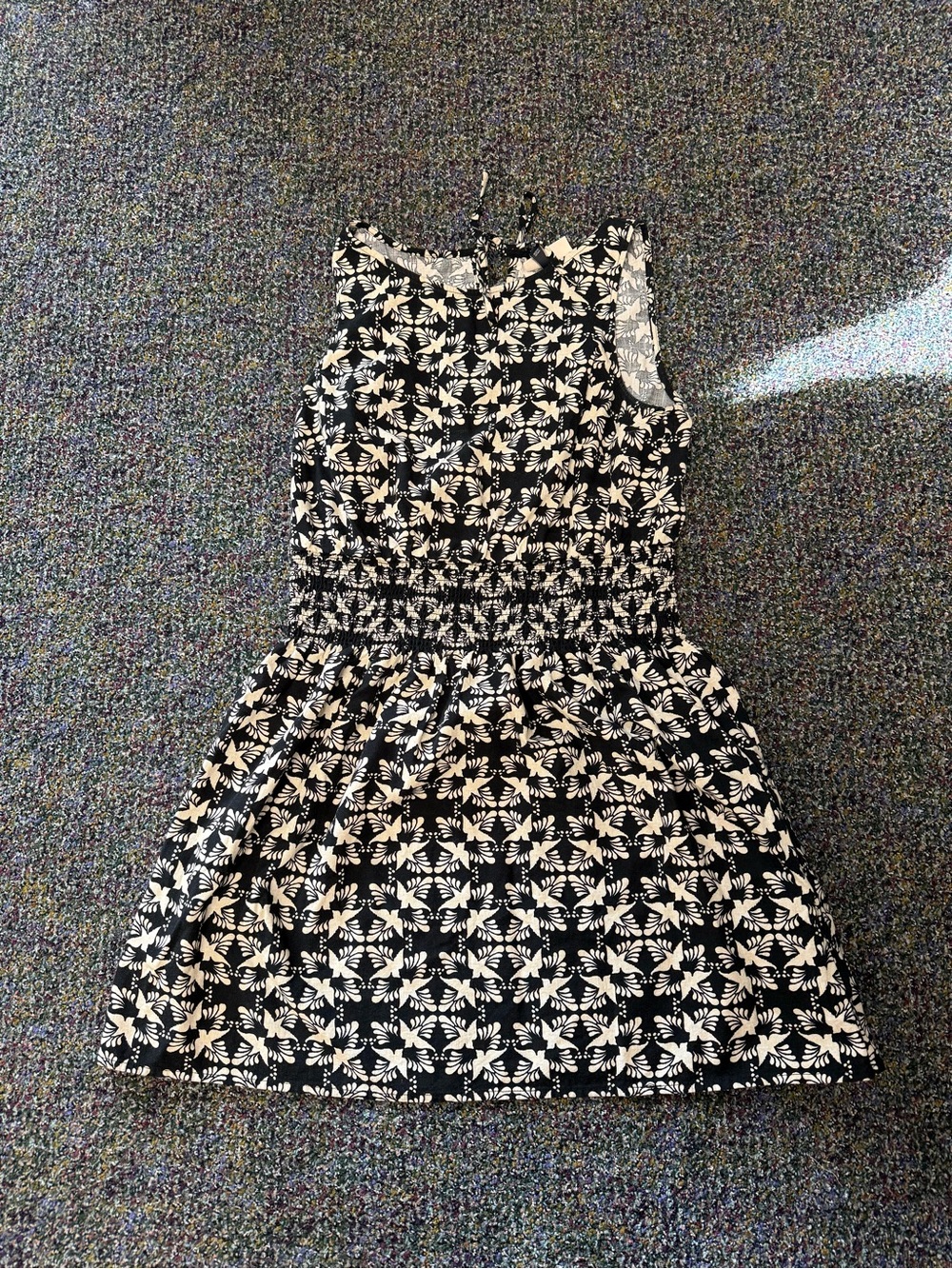 Women’s Black  Print Smocked Waist Dress